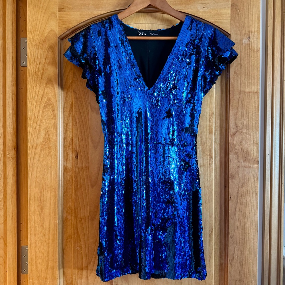 Royal Blue Sequined Mini Dress